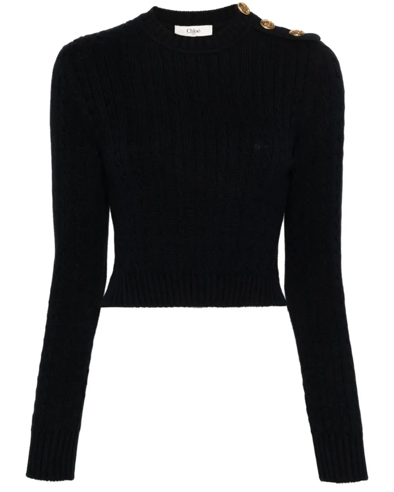 Chloé Cropped-Pullover mit Zopfmuster - Blau Blau
