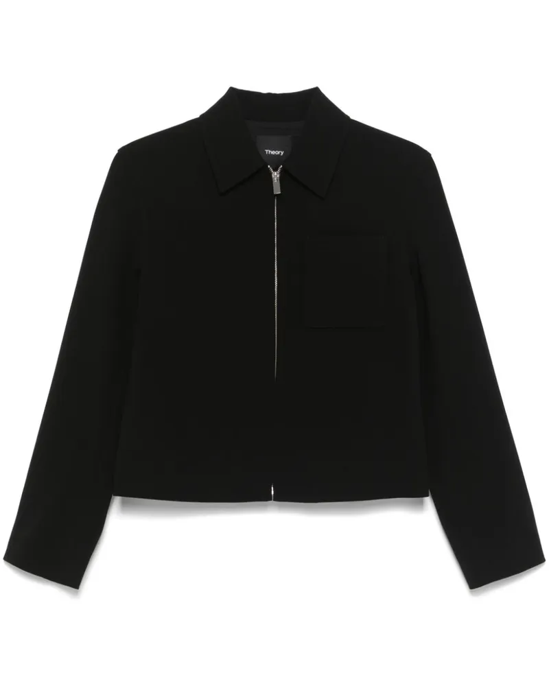 Theory Jacke mit Kreppstruktur - Schwarz Schwarz