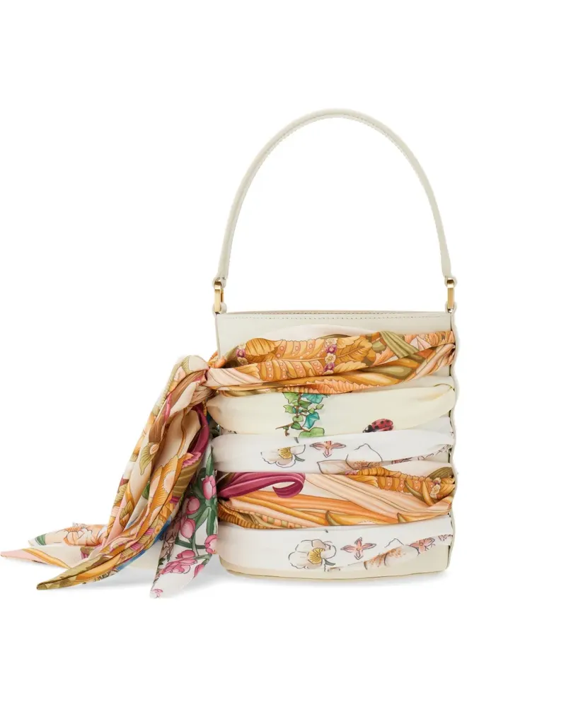 Ferragamo Mini Beuteltasche mit Foulard - Weiß Weiß