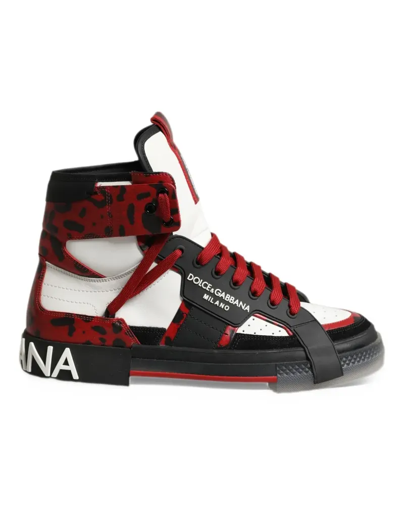 Dolce & Gabbana leopard-print high-top sneakers - Weiß Weiß