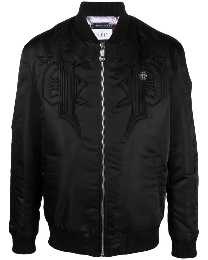 Philipp Plein Bomberjacke aus Satin - Schwarz Schwarz