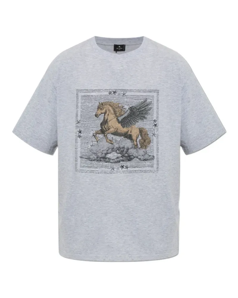 Etro T-Shirt mit Pegasus-Print - Grau Grau