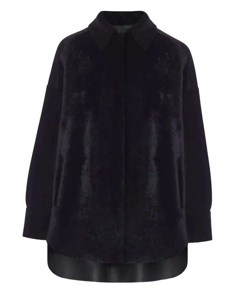 Salvatore Santoro Lederjacke mit Kragen - Schwarz Schwarz