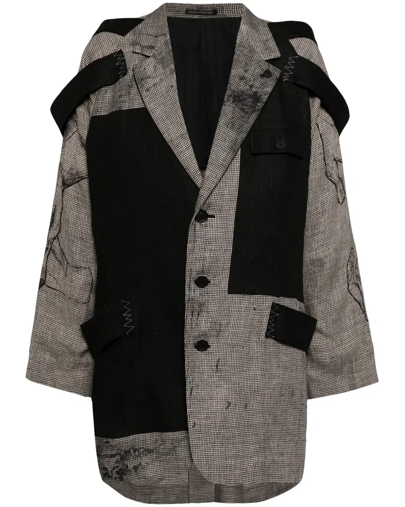 Yohji Yamamoto Leinensakko im Layering-Look - Weiß Weiß