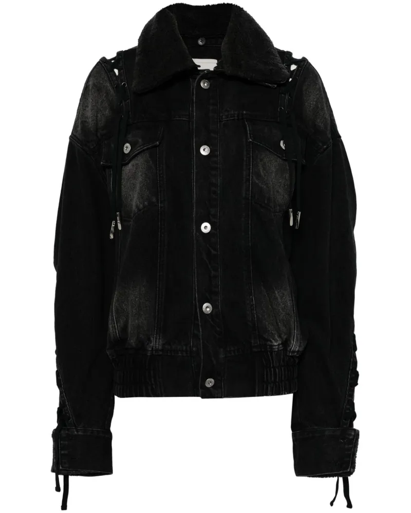 Feng Chen Wang Jeansjacke im Deconstructed-Look - Schwarz Schwarz