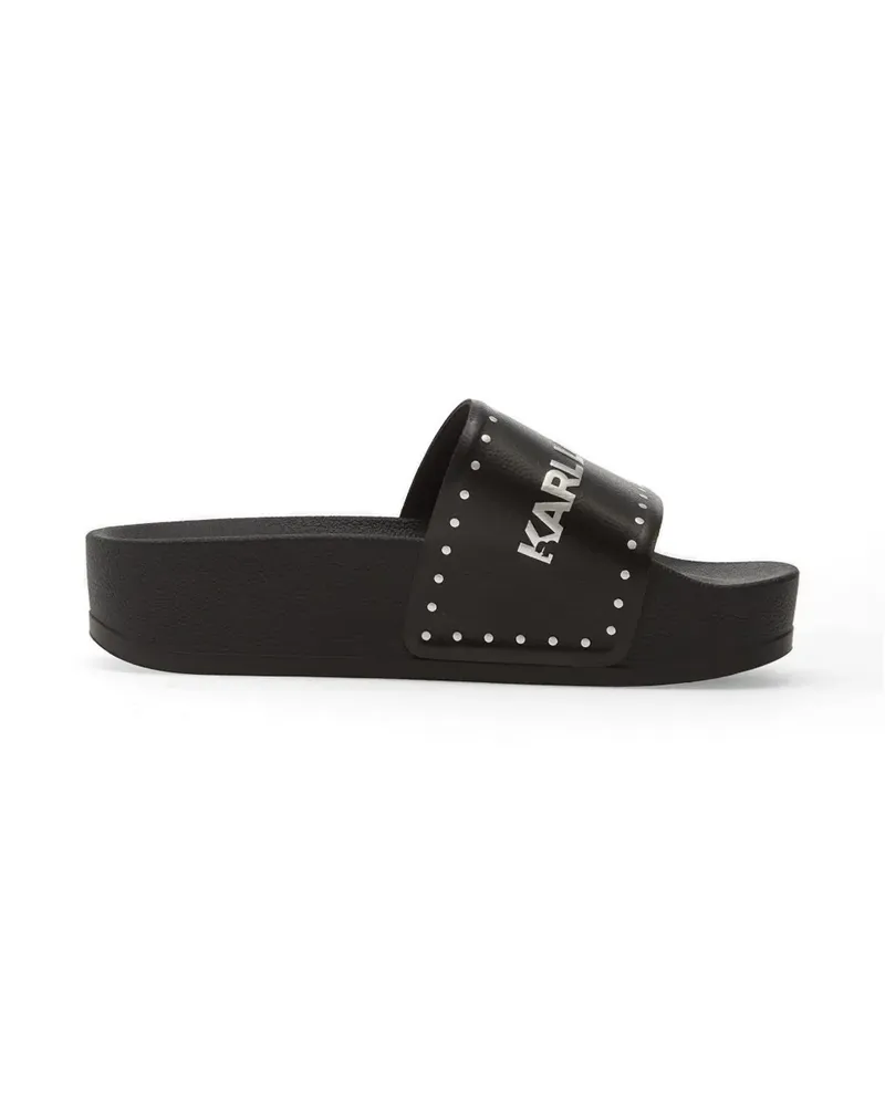 Karl Lagerfeld studded logo-print slides - Schwarz Schwarz