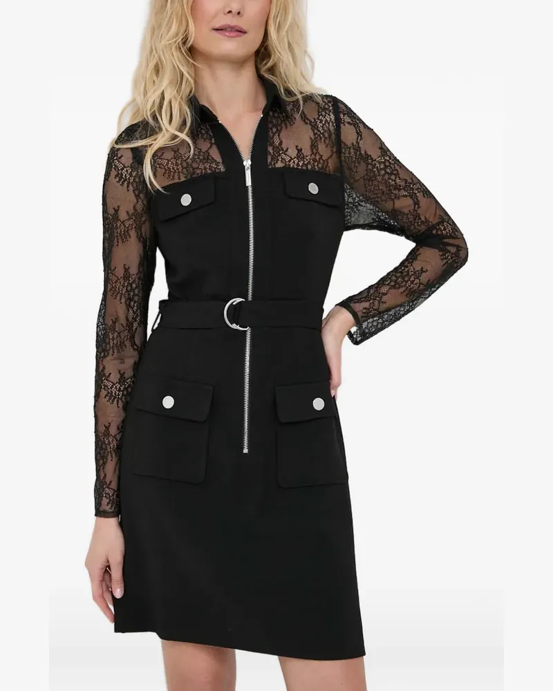 Morgan lace long-sleeve mini dress - Schwarz Schwarz