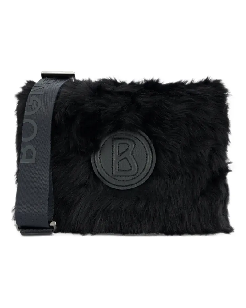 Bogner logo-patch faux-fur shoulder bag - Schwarz Schwarz