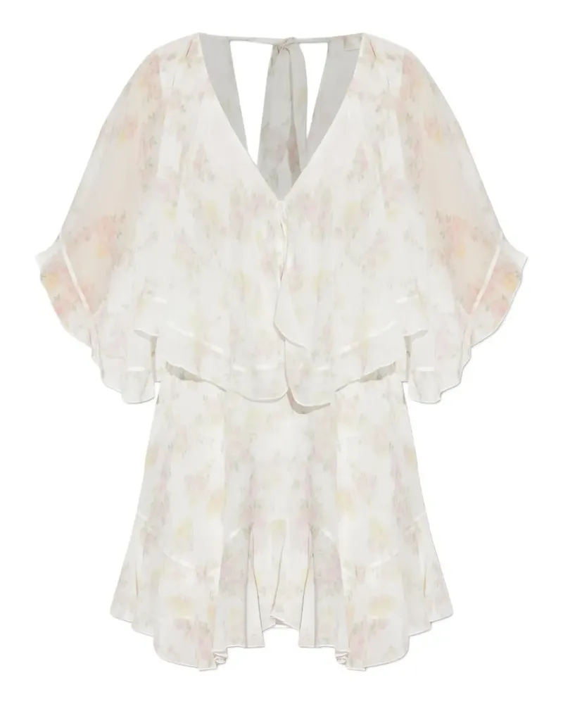 LoveShackFancy Avaline Kleid mit Blumen-Print - Weiß Weiß