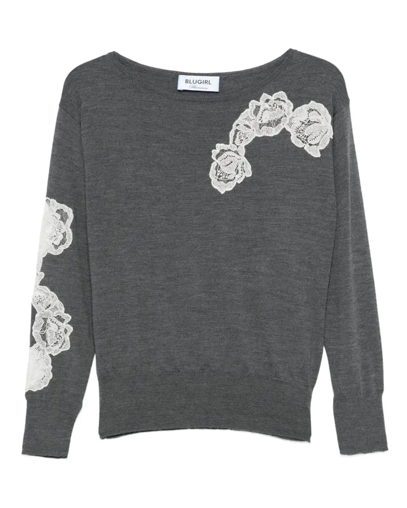 Blumarine Pullover mit Spitzenapplikation - Grau Grau
