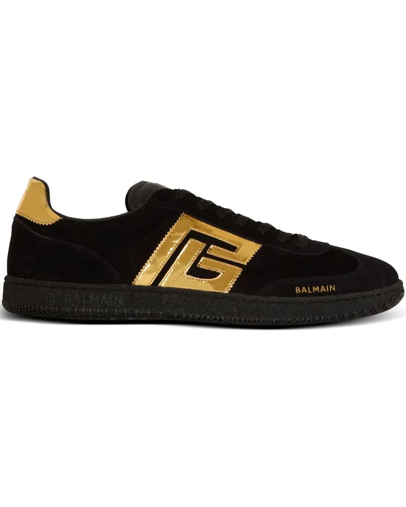 Balmain Wildleder-Sneakers mit Monogramm-Applikation - Schwarz Schwarz