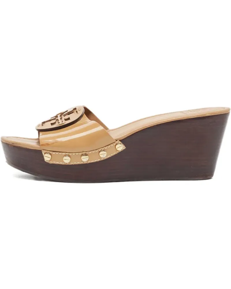 Tory Burch Pre-owned Wedge-Sandalen aus Lackleder - Braun Braun