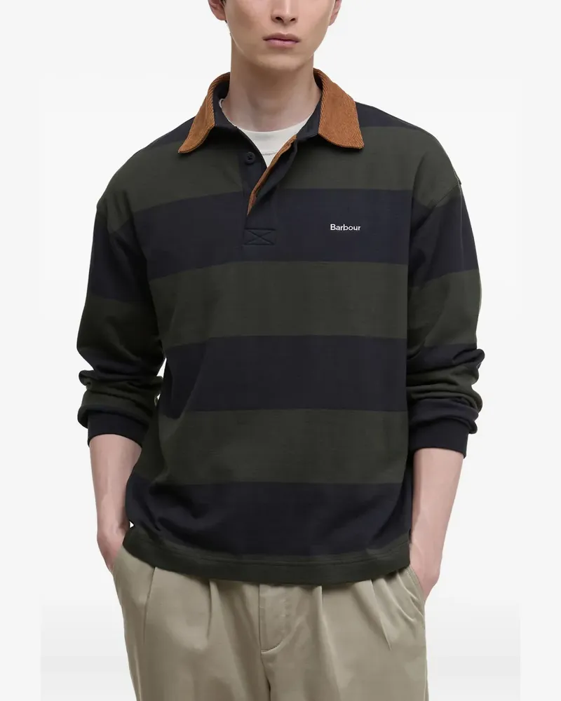 Barbour Gestreiftes Poloshirt mit Logo - Schwarz Schwarz