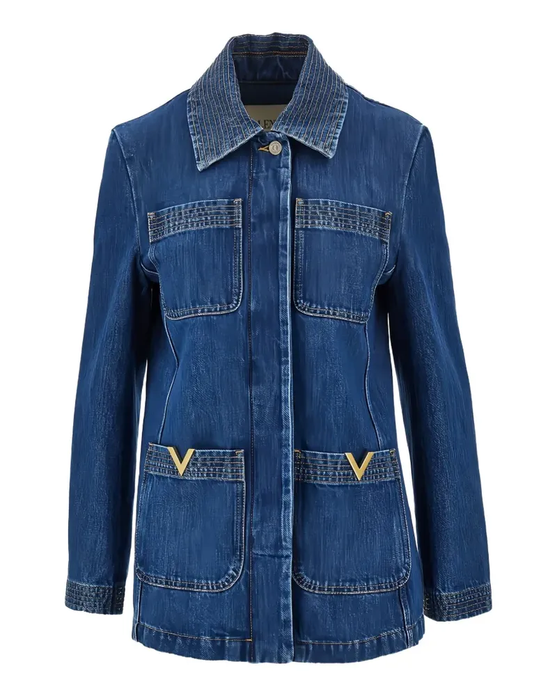 Valentino Garavani VLogo contrast-stitch denim jacket - Blau Blau