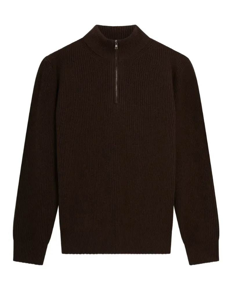 Ballantyne Gerippter Pullover mit Viertelreißverschluss - Braun Braun