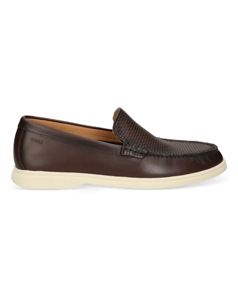 HUGO BOSS woven-panel leather loafers - Braun Braun