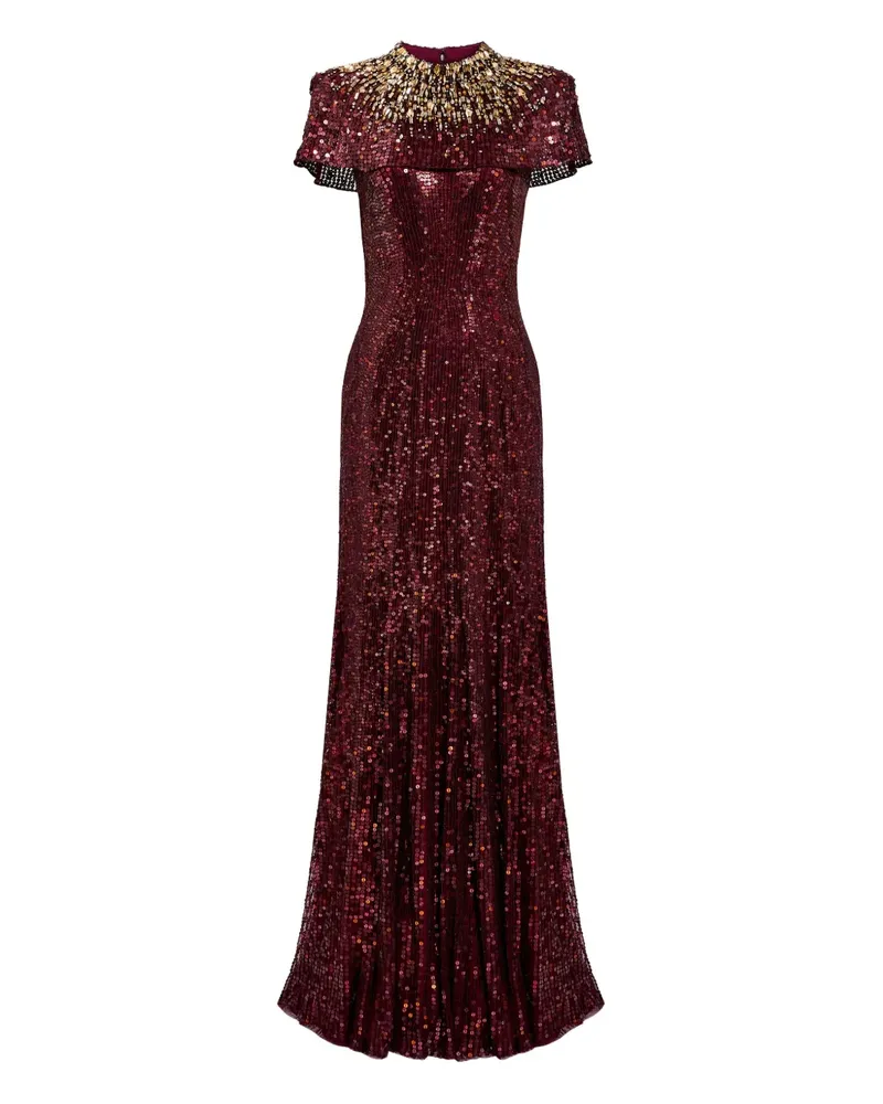 Jenny Packham Radiant Abendkleid mit Pailletten - Rot Rot