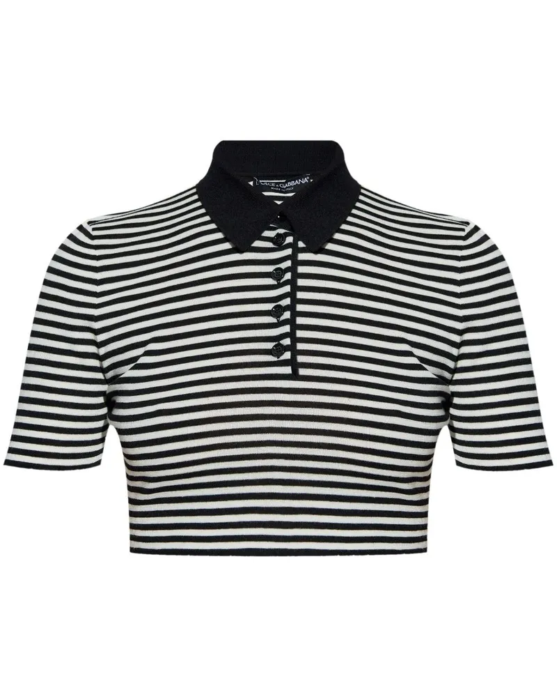 Dolce & Gabbana Cropped-Poloshirt mit Streifen - Schwarz Schwarz