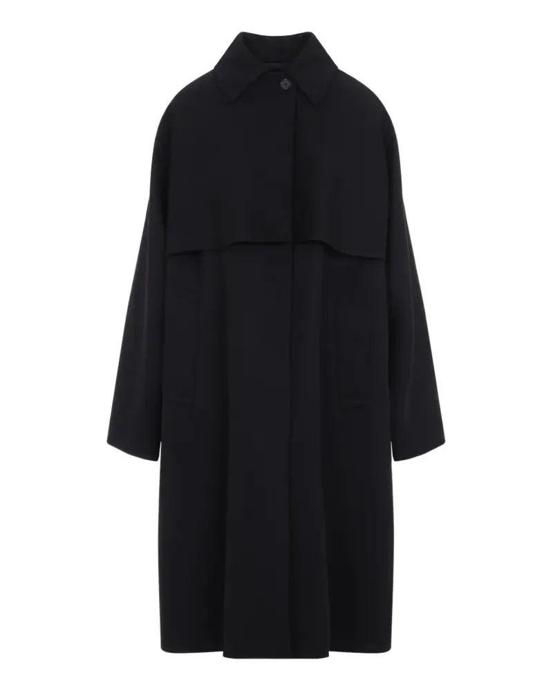 Jil Sander Wollmantel mit Sturmklappe - Schwarz Schwarz