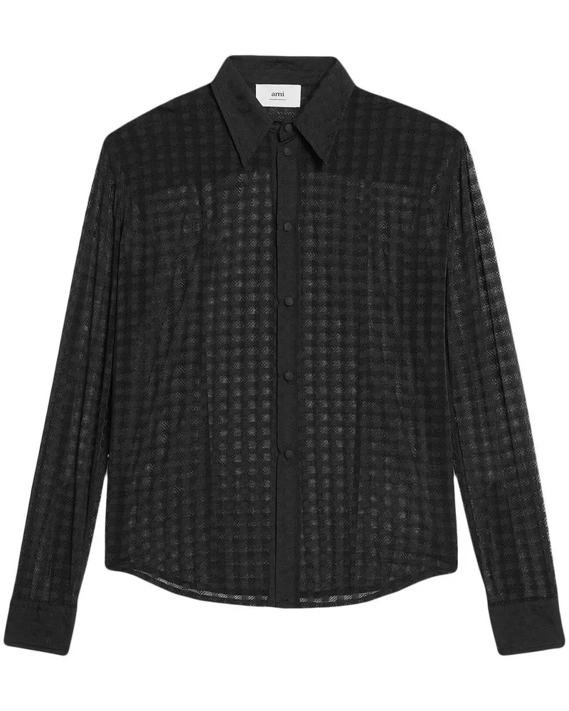 AMI Paris Semi-transparentes Hemd - Schwarz Schwarz
