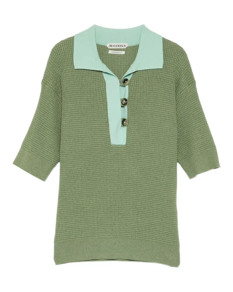 J.W.Anderson Pullover mit Waffelstrick-Muster und kurzen Ärmeln - Grün Grün
