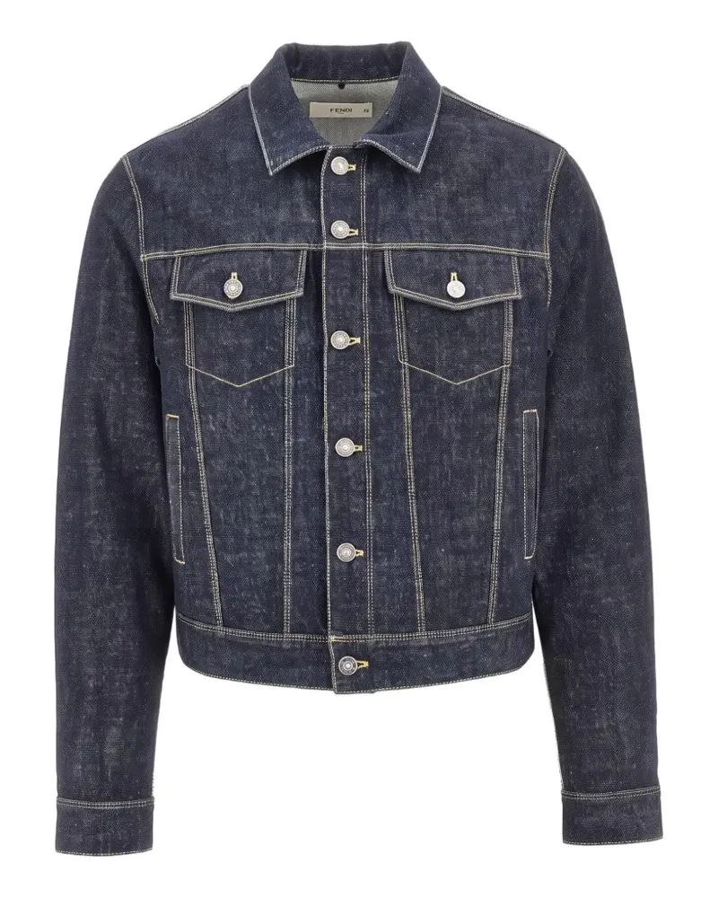 Fendi Marineblaue Jeansjacke Blau