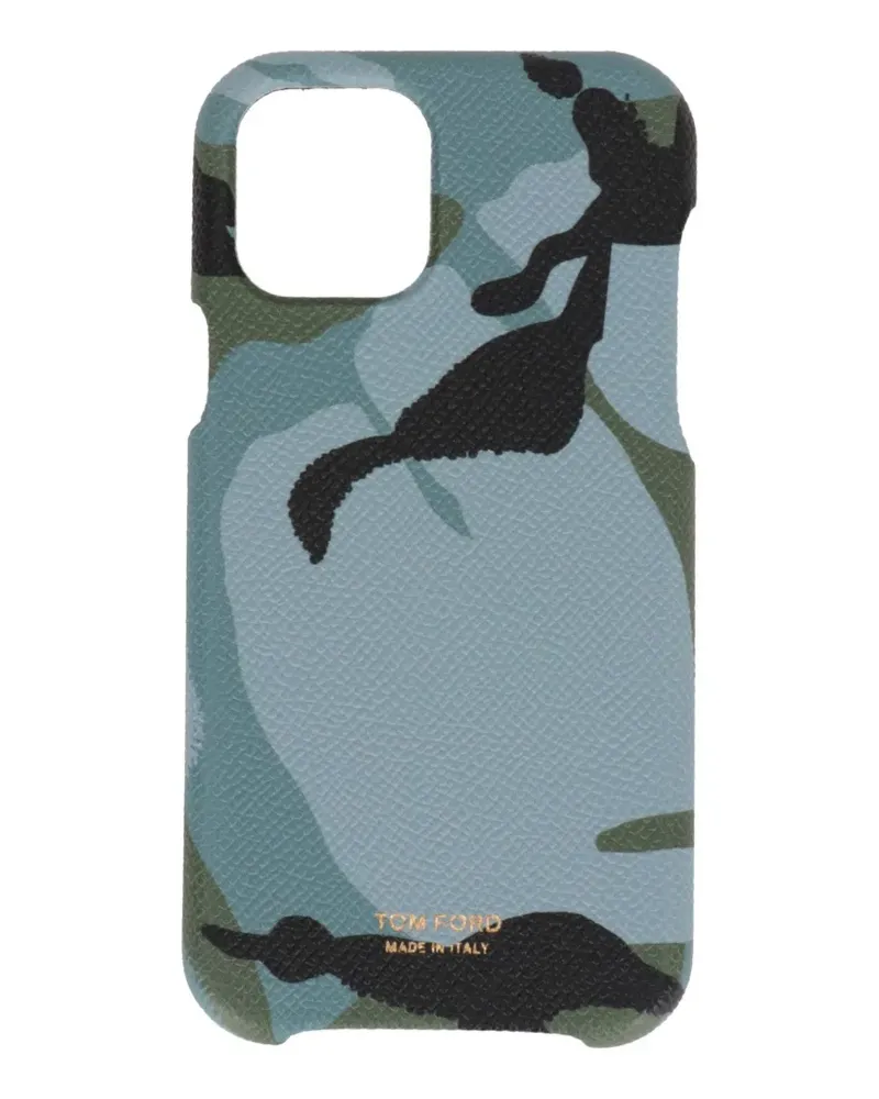 Tom Ford camouflage-print grained-texture phone case - Blau Blau