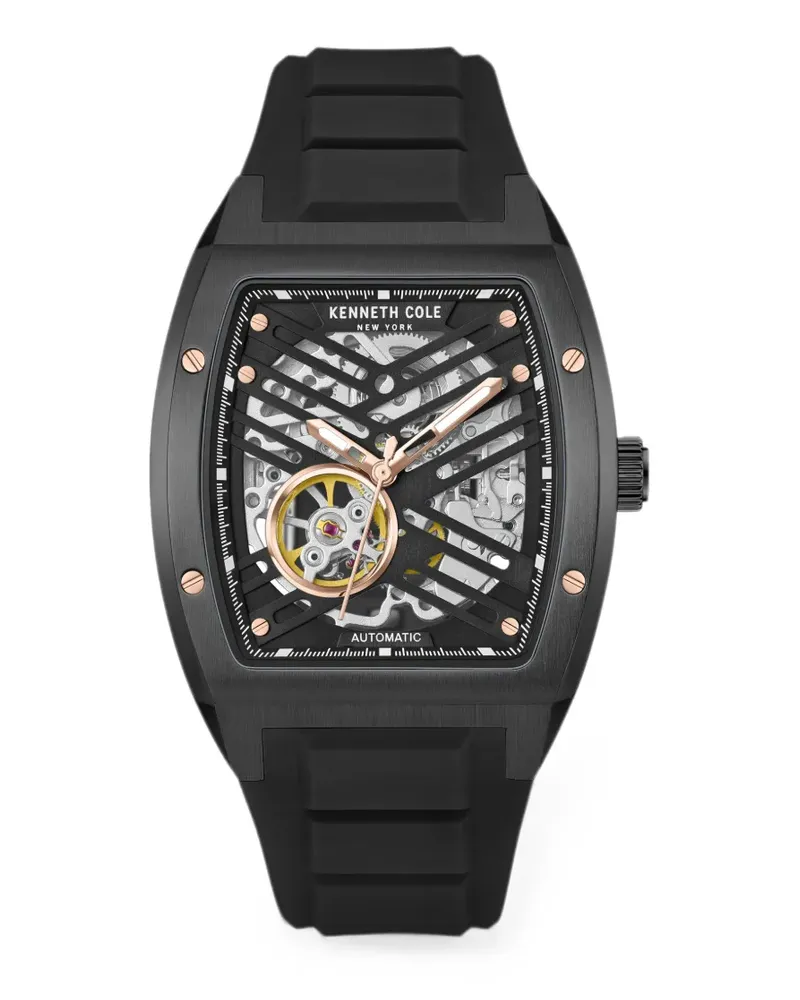 Kenneth Cole skeleton tonneau 40mm watch - Schwarz Schwarz