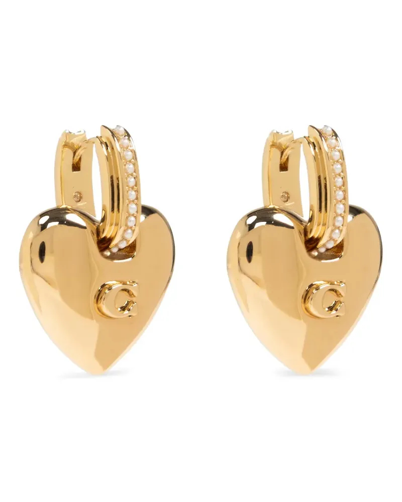 Coach heart embellished earrings - Gold Gold