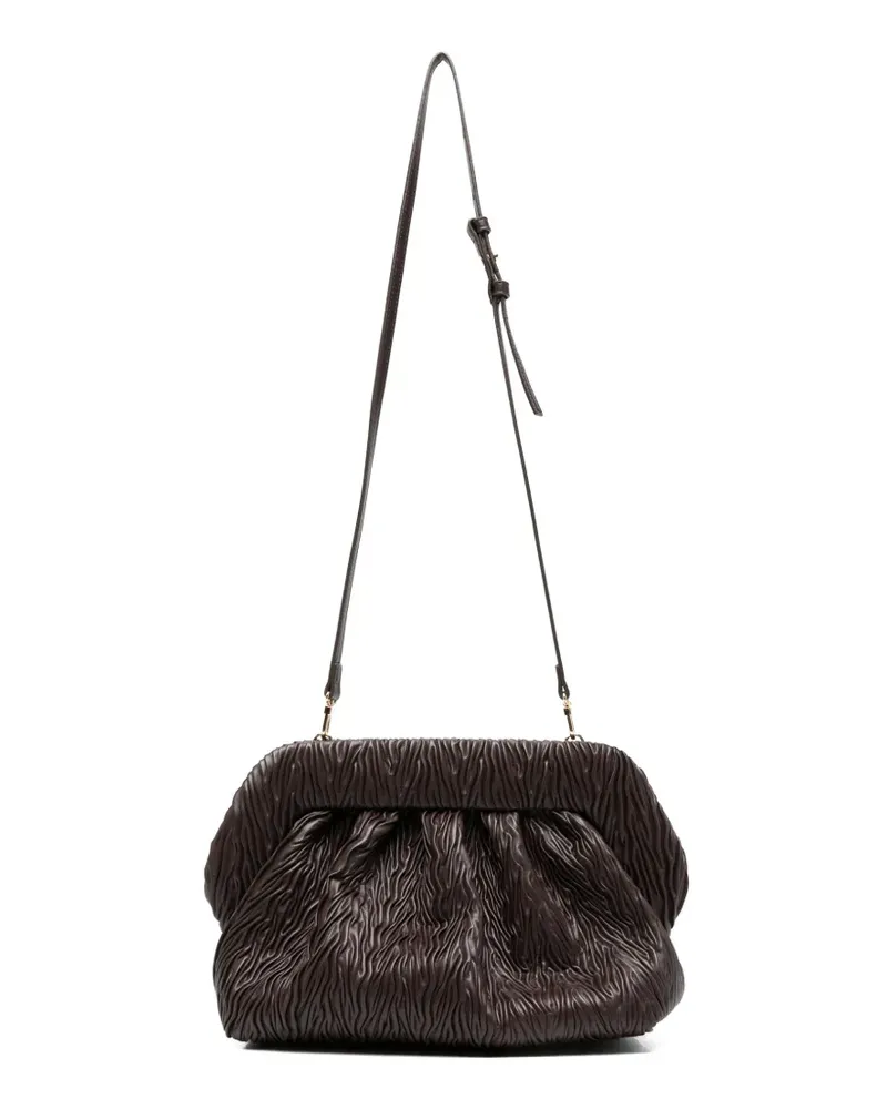 THEMOIRÈ Bios gathered leather clutch bag - Braun Braun