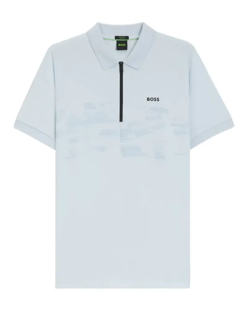 HUGO BOSS pattern zip-up polo shirt - Blau Blau