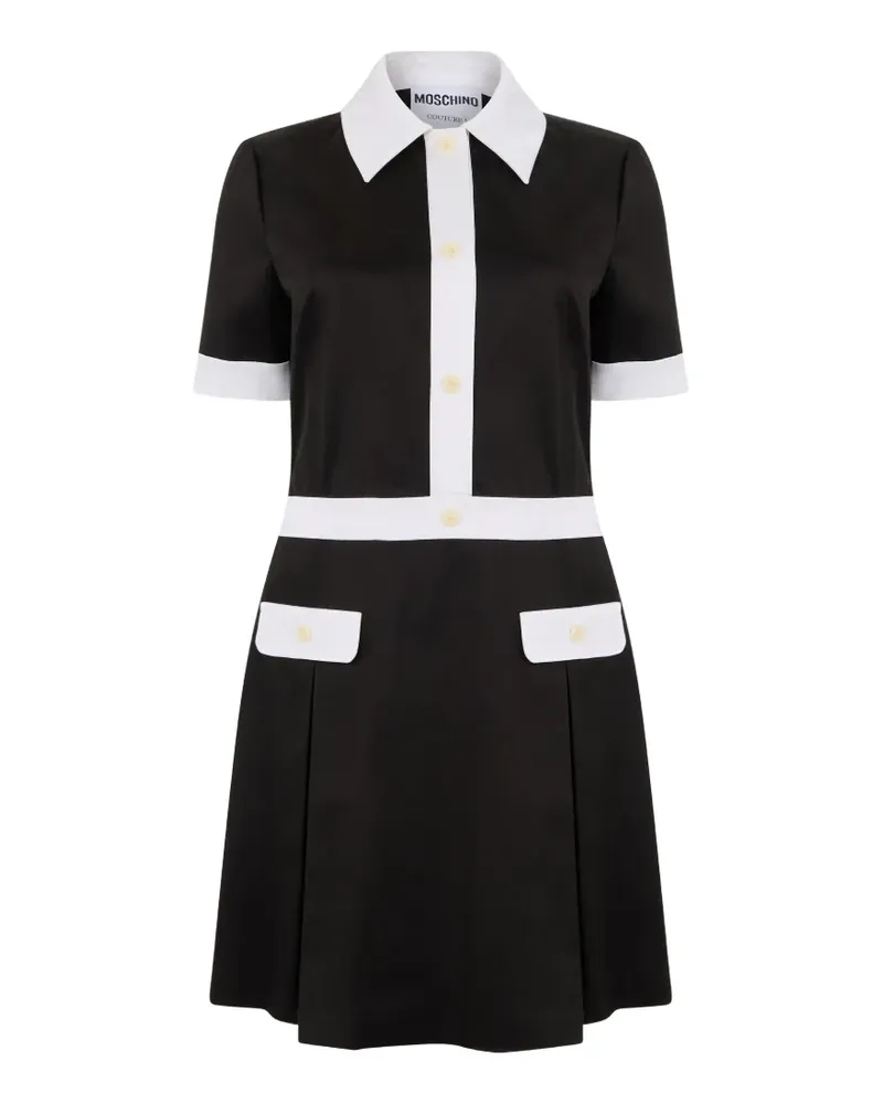 Moschino contrast-trim pleated mini dress - Schwarz Schwarz
