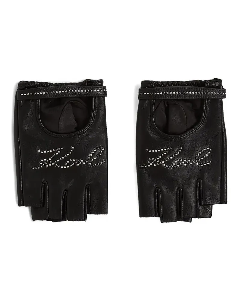 Karl Lagerfeld Fingerlose Handschuhe mit Nieten - Schwarz Schwarz