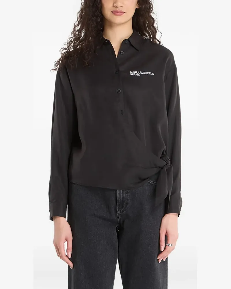 Karl Lagerfeld wrap-design logo-print shirt - Schwarz Schwarz
