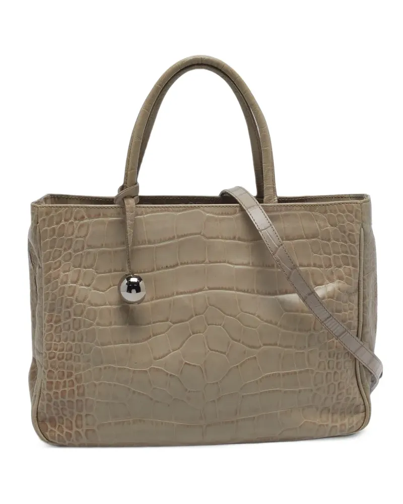 Furla Practica croc-embossed tote bag - Nude Nude