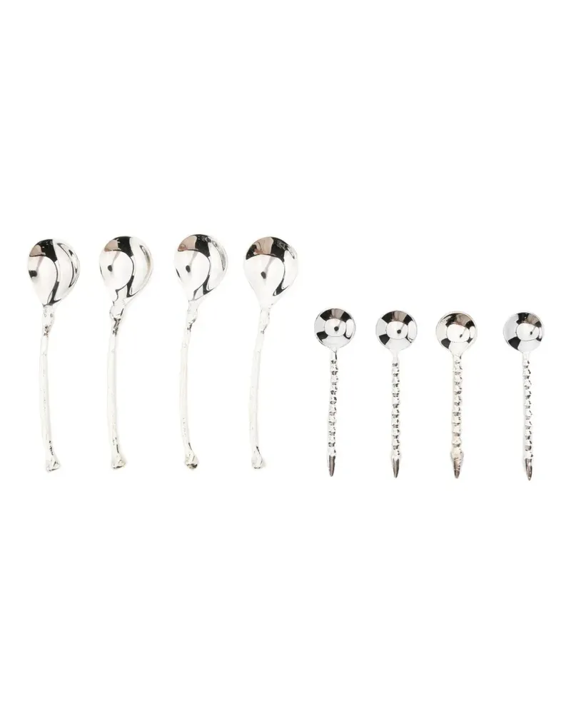 Alighieri beaded-handle dessert spoons - Silber Silber