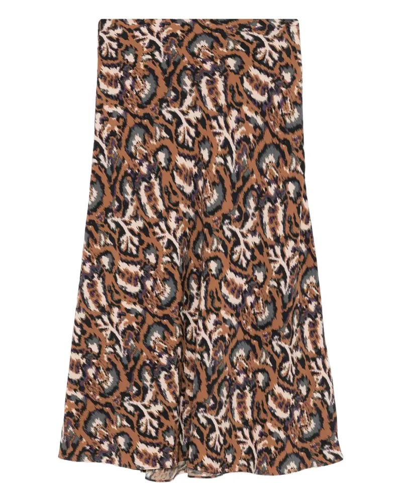 ba&sh abstract-print midi skirt - Braun Braun