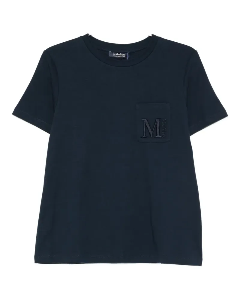 Max Mara Max Mara logo-embroidered T-shirt - Blau Blau