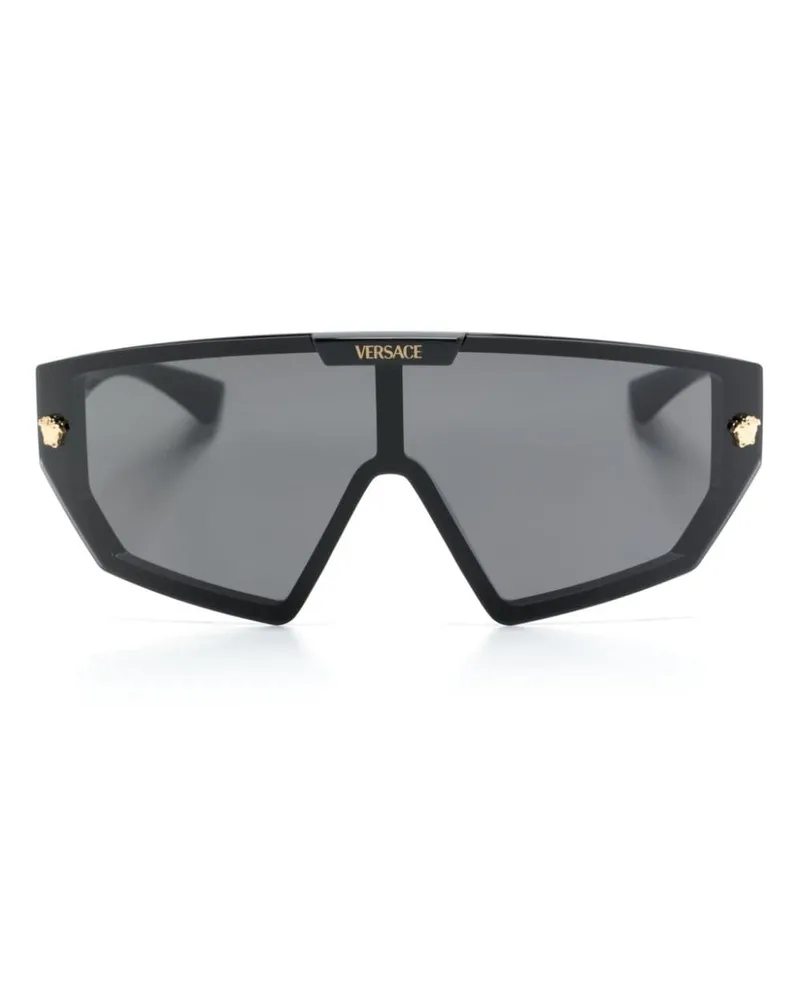 Versace Medusa Horizon Sonnenbrille mit Shield-Gestell - Schwarz Schwarz