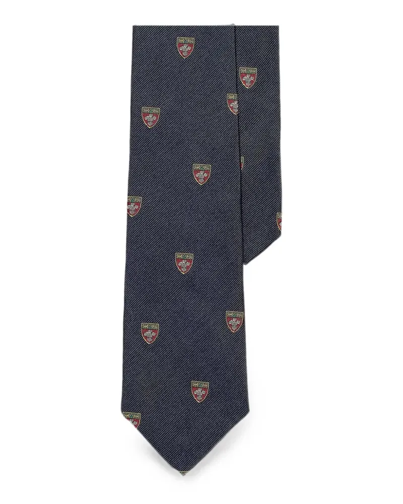 Ralph Lauren club-embroidered silk tie - Blau Blau