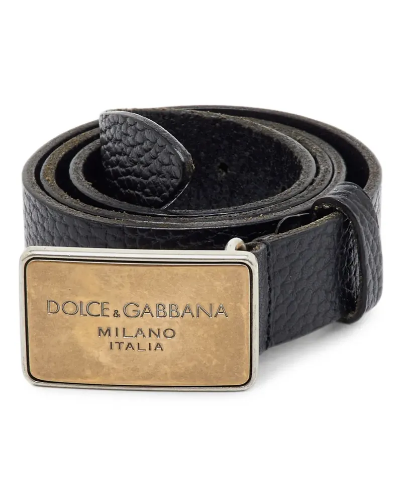 Dolce & Gabbana Gürtel mit Logo-Schild - Schwarz Schwarz