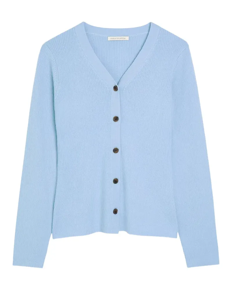 EMILIA WICKSTEAD Gerippter Cardigan mit V-Ausschnitt - Blau Blau