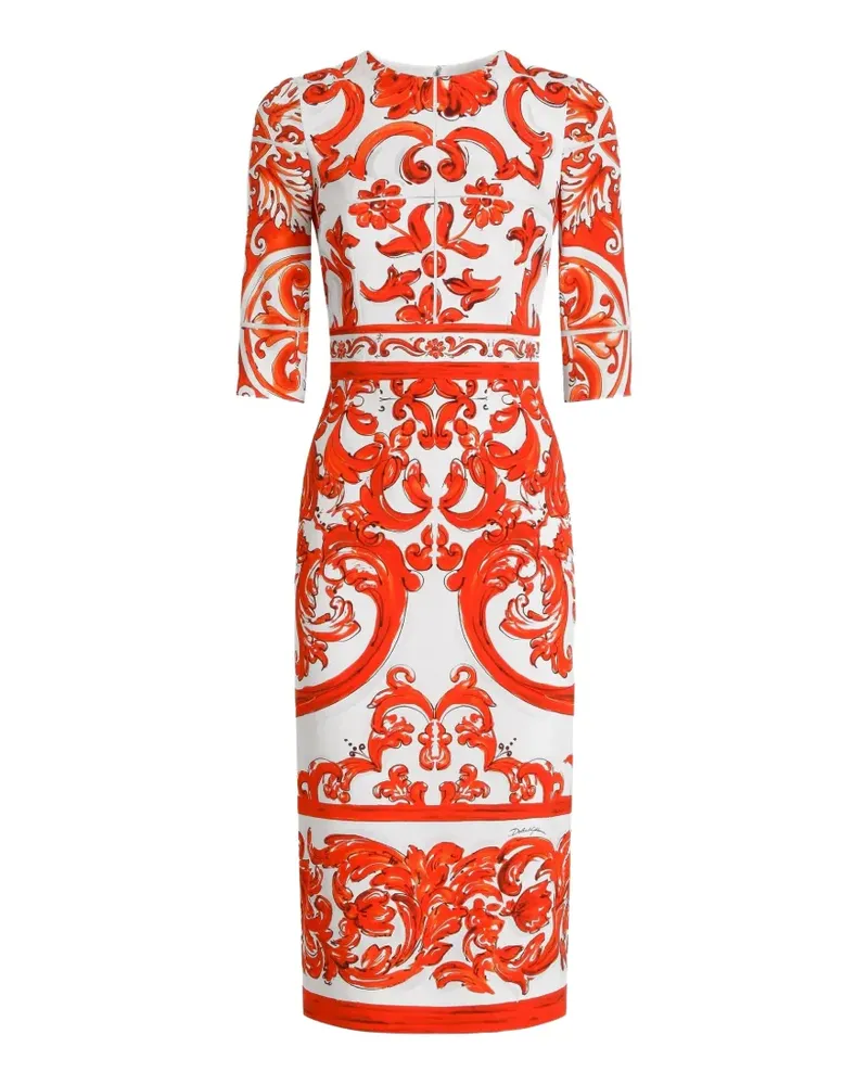 Dolce & Gabbana Kleid mit Majolica-Print - Weiß Weiß