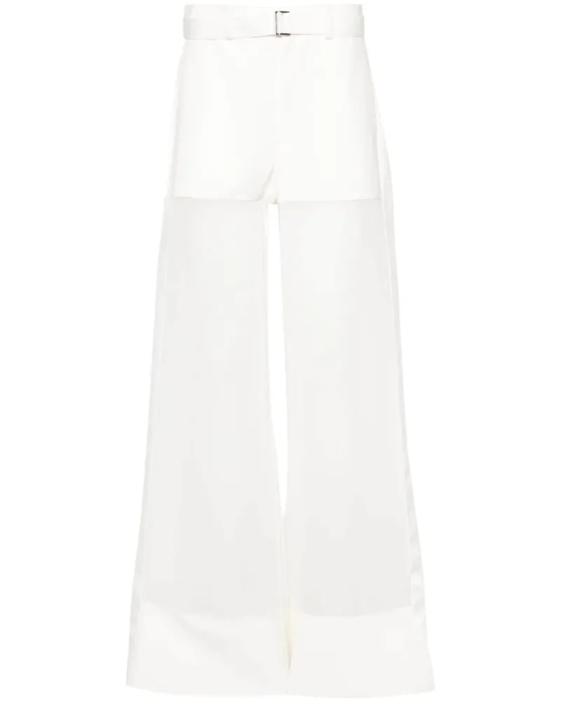 Sacai Semi-transparente Palazzohose Weiß