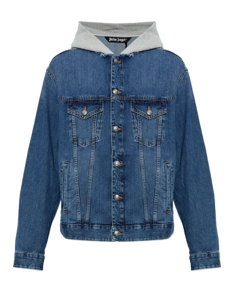Palm Angels Curved Logo Jeansjacke - Blau Blau