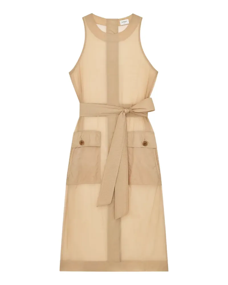 Saint Laurent button-up belted dress - Braun Braun
