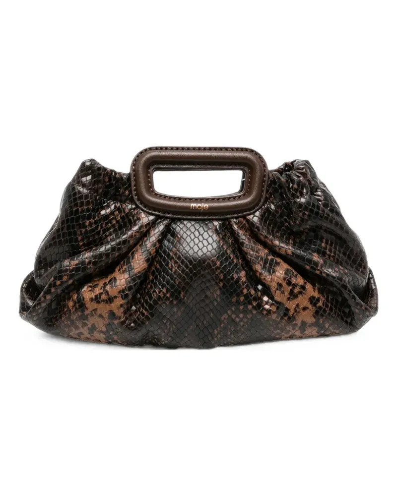 Maje Clutch mit Schlangen-Effekt - Braun Braun