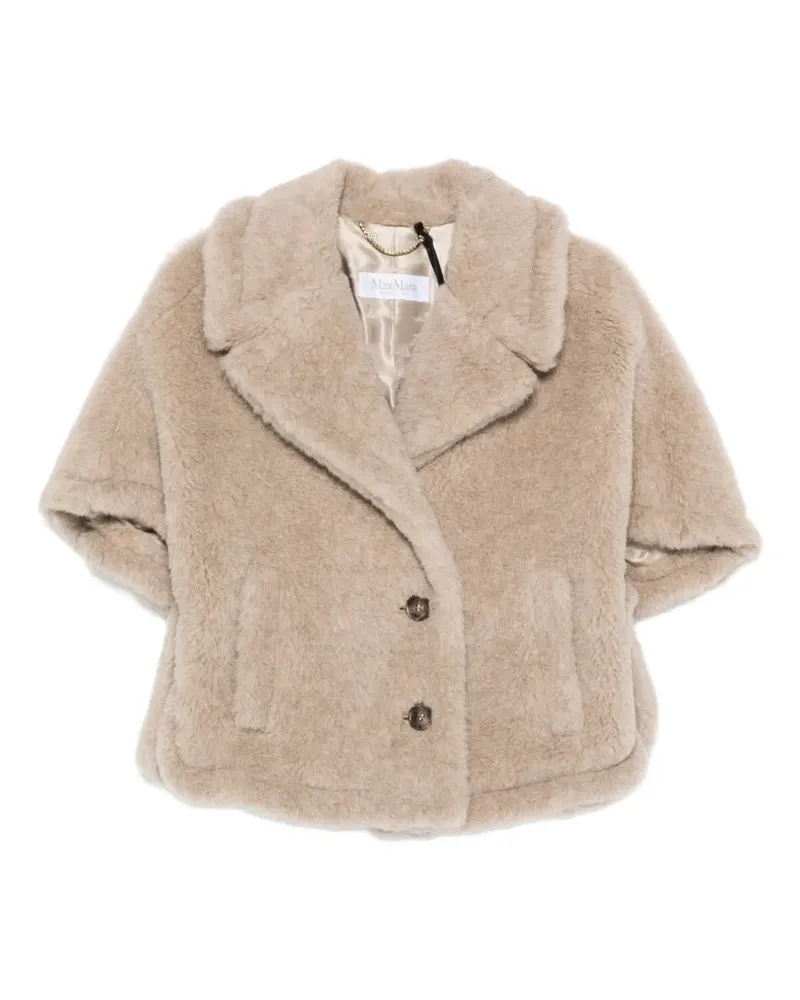 Max Mara button-fastening short-sleeve cape - Nude Nude