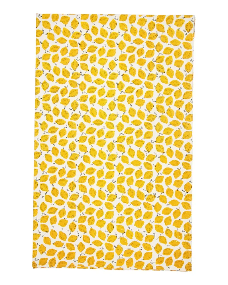 Les-Ottomans Tischdecke mit Zitronen-Print - Weiß Weiß