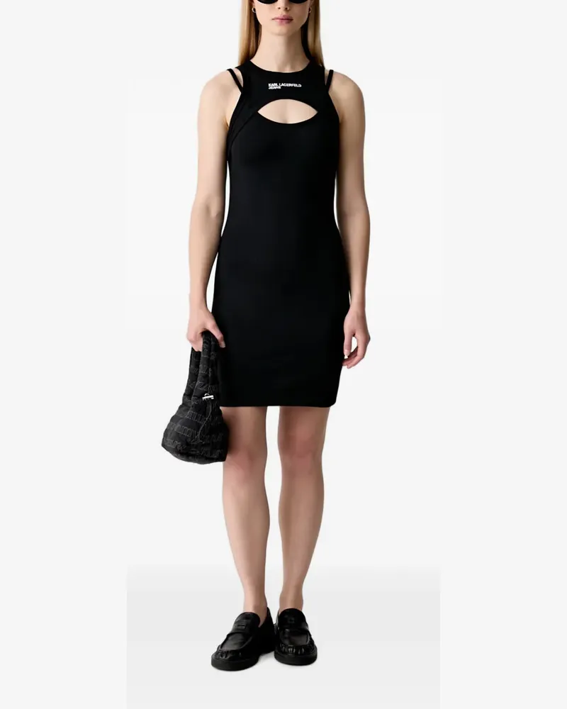 Karl Lagerfeld cut-out logo-embroidered mini dress - Schwarz Schwarz